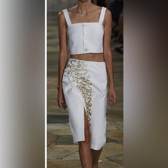 Tory Burch White Skirt with Gold Embroidery - Picture 8 of 8